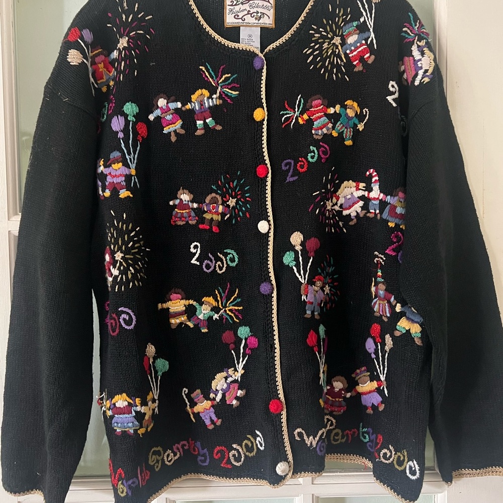 Y2K New Year’s Embroidered Cardigan Size M